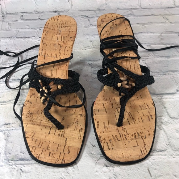 Macrame beaded kitten heel ankle wrap Sandals Nine West - Picture 2 of 10